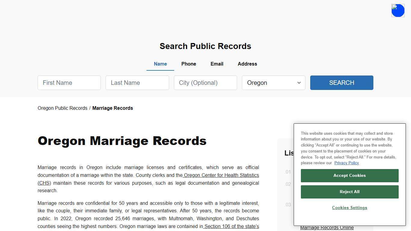 Oregon Marriage Records Search - Licenses & Certificates